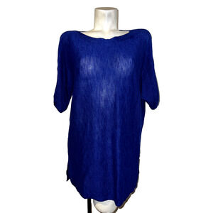 New Easywear by CHICO'S Top Size XL (3) Blue Ramie Rayon Knit SS Shirt Tunic